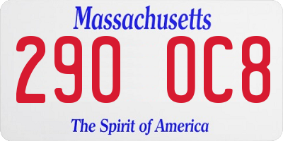 MA license plate 290OC8