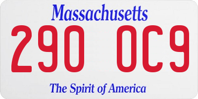 MA license plate 290OC9