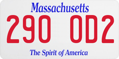 MA license plate 290OD2