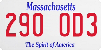 MA license plate 290OD3