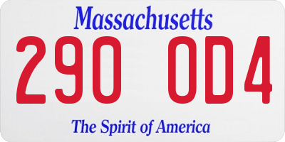 MA license plate 290OD4