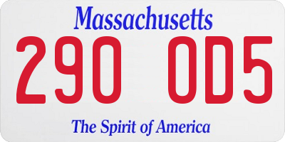 MA license plate 290OD5