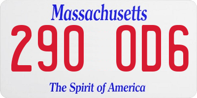 MA license plate 290OD6