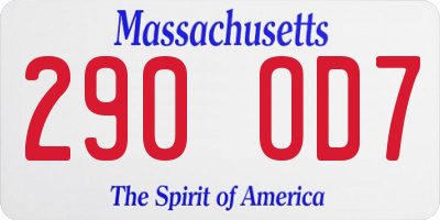 MA license plate 290OD7