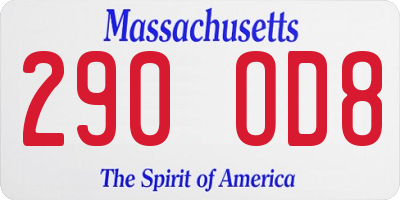 MA license plate 290OD8