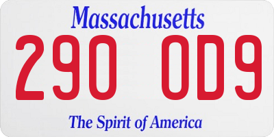 MA license plate 290OD9