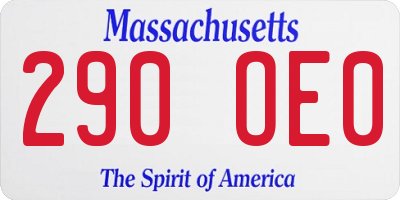 MA license plate 290OE0