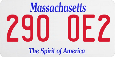 MA license plate 290OE2