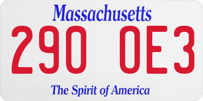 MA license plate 290OE3