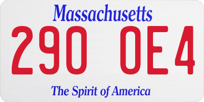 MA license plate 290OE4