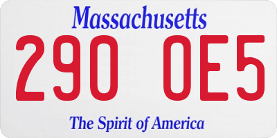 MA license plate 290OE5