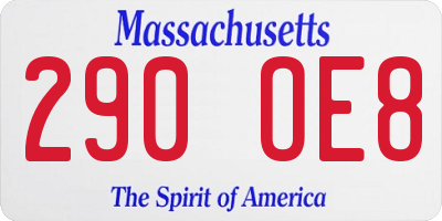 MA license plate 290OE8