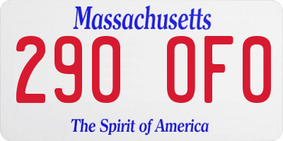 MA license plate 290OF0