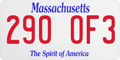 MA license plate 290OF3
