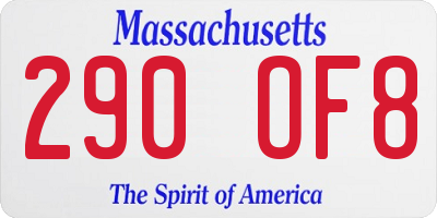 MA license plate 290OF8