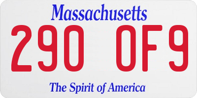 MA license plate 290OF9