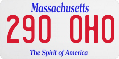 MA license plate 290OH0