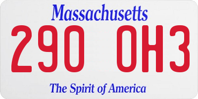 MA license plate 290OH3