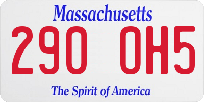 MA license plate 290OH5