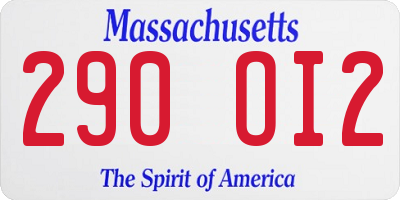 MA license plate 290OI2