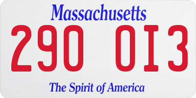 MA license plate 290OI3