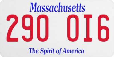 MA license plate 290OI6