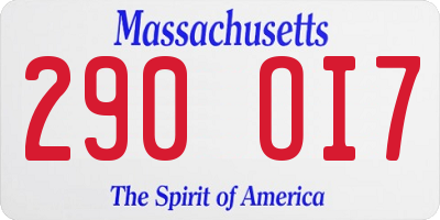 MA license plate 290OI7