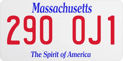 MA license plate 290OJ1