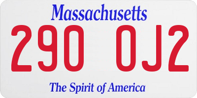 MA license plate 290OJ2