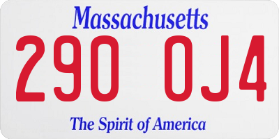 MA license plate 290OJ4