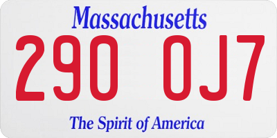 MA license plate 290OJ7
