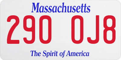 MA license plate 290OJ8