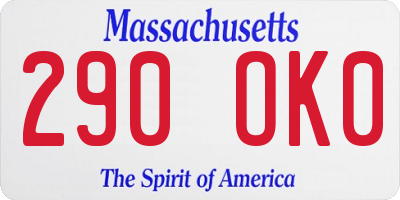 MA license plate 290OK0