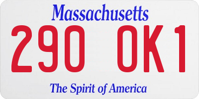 MA license plate 290OK1