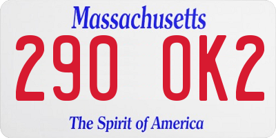 MA license plate 290OK2