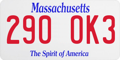 MA license plate 290OK3