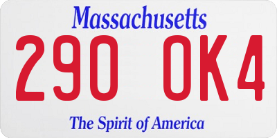 MA license plate 290OK4