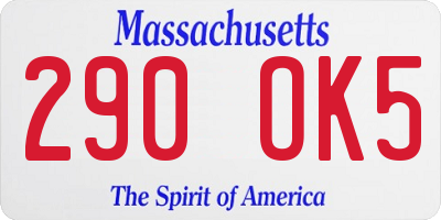 MA license plate 290OK5