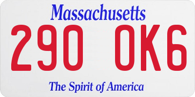 MA license plate 290OK6