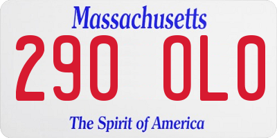 MA license plate 290OL0