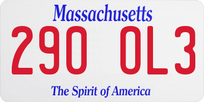 MA license plate 290OL3