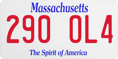 MA license plate 290OL4