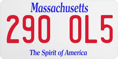 MA license plate 290OL5