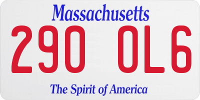 MA license plate 290OL6
