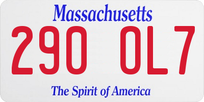 MA license plate 290OL7