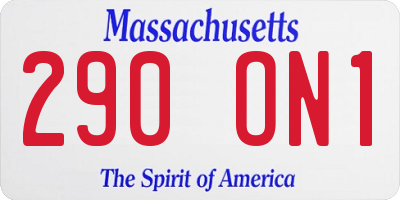 MA license plate 290ON1
