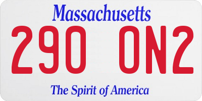 MA license plate 290ON2
