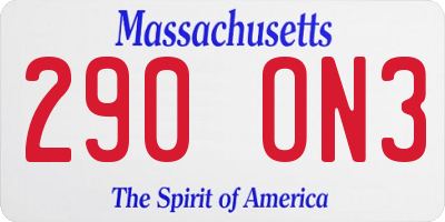 MA license plate 290ON3