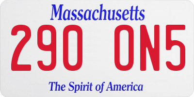 MA license plate 290ON5
