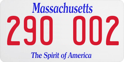 MA license plate 290OO2